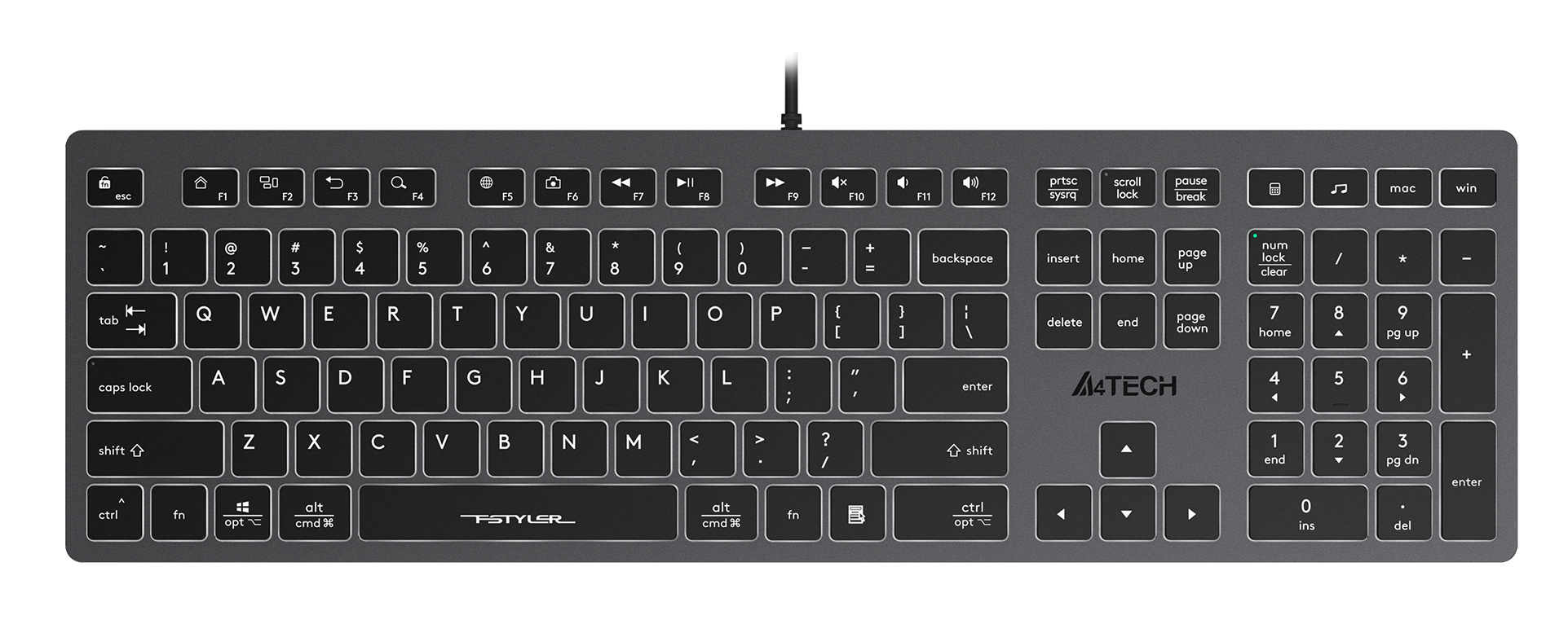 Клавиатура A4Tech Fstyler FX60 серый/белый
