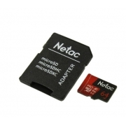 Netac P500 Extreme Pro MicroSDXC 64GB V30/A1/C10 up to 100MB/s, retail pack with SD Adapter