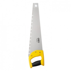 Ножовка по дереву Deli DL6845A 450мм Материал: 65Mn. Термообработанная поверхность. Шлифовка зубов с 3-х сторон. Литая ручка из двухкомпонентного противоударного пластика.