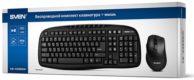 Беспроводной набор клавиатура+мышь SVEN KB-C3600W (112 кл., 800-1600DPI, 5+1 кл.) SV-014742