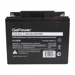 Аккумулятор свинцово-кислотный GoPower LA-12400 12V 40Ah (00-00017021)