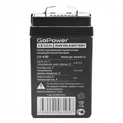 Аккумулятор свинцово-кислотный GoPower LA-430 4V 3Ah (00-00018350)