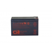 Battery CSB series GP, GP1272 F2 (12V28W), voltage 12V, capacity 28 W/C at 15 min. discharge to U fin. - 1.67 V/Cel at 25°C, (discharge 20 hours), max. discharge current (5 sec.) 130A, short circuit current 304A, max. charge current 2.8A, lead-acid type AGM, terminals F2, LxWxH 150.9x64.8x98.6mm., weight 2.1kg., service life 5 years.