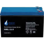Battery Parus Electro, professional series HML-12-9, voltage 12V, capacity 9Ah (discharge 20 hours), max. discharge current (5sec) 135A, max. charge current 3.6A, lead-acid type AGM, terminals F2, LxWxH 151x65x94mm., total height with terminals 101mm., weight 2.9kg., service life 12 years.
