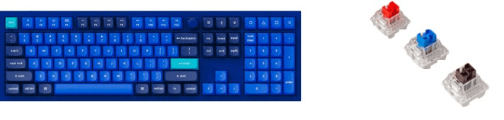 Клавиатура проводная, Q6-O3,RGB подсветка,коричневый свитч,104  кнопоки, цвет синий