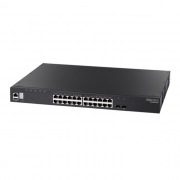 ECS4620-28T Edge-corE 24 x GE + 2 x 10G SFP+ ports + 1 x expansion slot (for dual 10G SFP+ ports) L3 Stackable Switch, w/ 1 x RJ45 console port, 1 x USB type A storage port, RPU connector, fan-less design, Stack up to 4 units