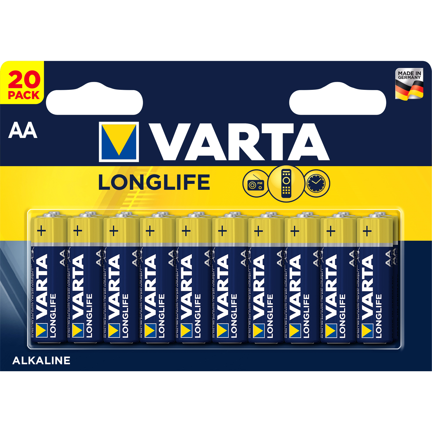 Батарейка Varta LONGLIFE LR6 AA BL20 Alkaline 1.5V (4106) (20/200) 04060420