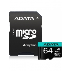 Флеш карта A-Data microSDHC 64Gb Class10 AUSDX64GUI3V30SA2-RA1 Premier Pro + adapter