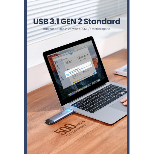 Бокс внешний для жесткого диска UGREEN CM298 (70533) USB M.2 (B-Key) SSD Enclosure (6Gbps). Цвет: серый космос