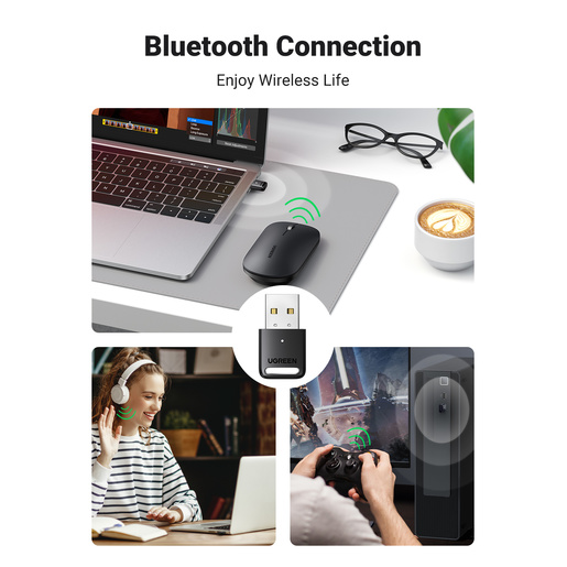 Адаптер UGREEN CM390 (80890) Bluetooth 5.0 USB Adapter. Цвет: черный