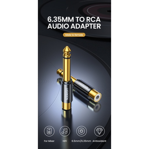 Адаптер UGREEN AV169 (80731) 6.35mm Male to RCA Female Adapter
