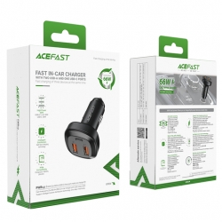 Автомобильное зарядное устройство ACEFAST B9 66W 2USB-A+USB-C three port metal car charger (AF-B9-BK)