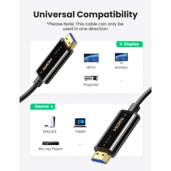 Кабель UGREEN HD141 (80406) 8K HDMI Male to Male Fiber Optic Cable. Длина: 10м. Цвет: черный