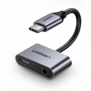 USB-Хаб UGREEN CM193 (50596) 2 Ports USB-C Hub + 3.5mm Audio. Цвет: серый