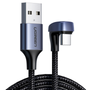 Кабель UGREEN US311 (70313) USB 2.0-A to Angled USB-C Cable Aluminum Case with Braided. Длина: 1м. Цвет: черный