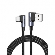 Кабель угловой UGREEN US176 (20857) Right Angle USB-A to USB-C Cable (угол направо). Длина: 2 м. Цвет: серый космос