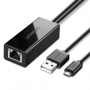 Адаптер UGREEN (30985) Micro USB 2.0 To 100Mbps Ethernet Adapter For Chromecast And Micro TV Sticks. Цвет: черный