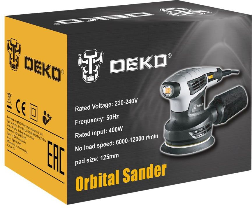 Эксцентриковая шлифовальная машина Deko DKG400-125 400Вт (063-2203)