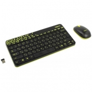 LOGITECH Клавиатура (Box) MK240 Nano Wireless Combo - BLACK/CHARTREUSE - RUS. (LRU920008213)