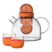 Заварочный чайник и две чашки KissKissFish BoogieWoogie Teapot with cups (оранжевый)¶