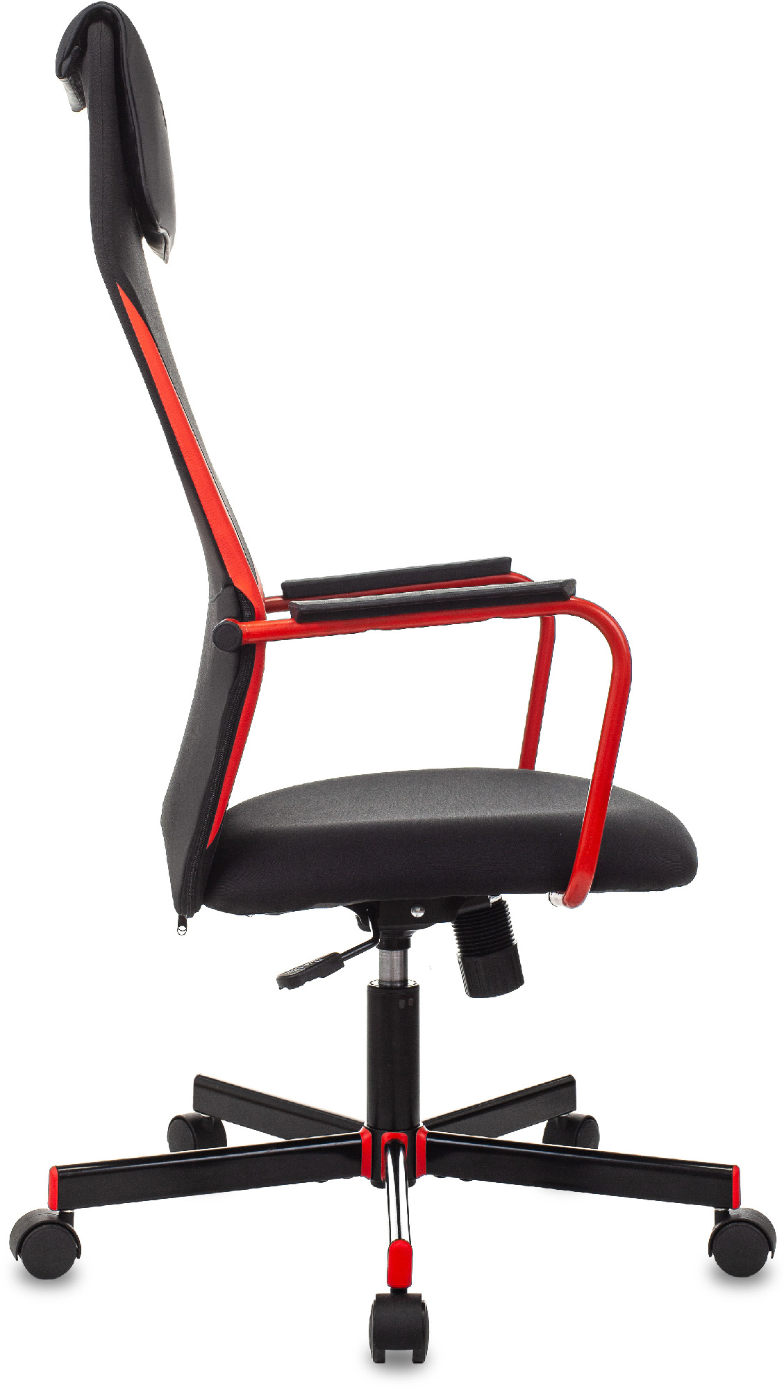 Кресло игровое Zombie ONE черный/красный сиденье черный текстиль/эко.кожа с подголов. крестов. металл