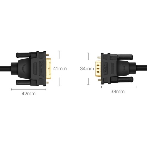 Кабель UGREEN MM118 (30838) DVI 24+1 to VGA Male to Male Cable. Длина 1,5 м. Цвет: черный