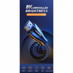 Кабель UGREEN HD140 (80403) HDMI A M/M Cable With Braided. Длина 2 м. Цвет: черный