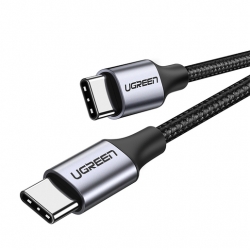 Кабель UGREEN US261 (50149) USB 2.0 C M/M Round Cable Nickel Plating Aluminum Shell. Длина: 0,5 м. Цвет: серо-черный