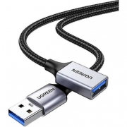 Кабель UGREEN US115 (10498) USB 3.0 Extension Cable Aluminum Case. Длина: 2м. Цвет: черно-серый