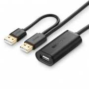 Кабель-удлинитель UGREEN US137 (20214) USB 2.0 Active Extension Cable. Длина: 10м. Цвет: черный