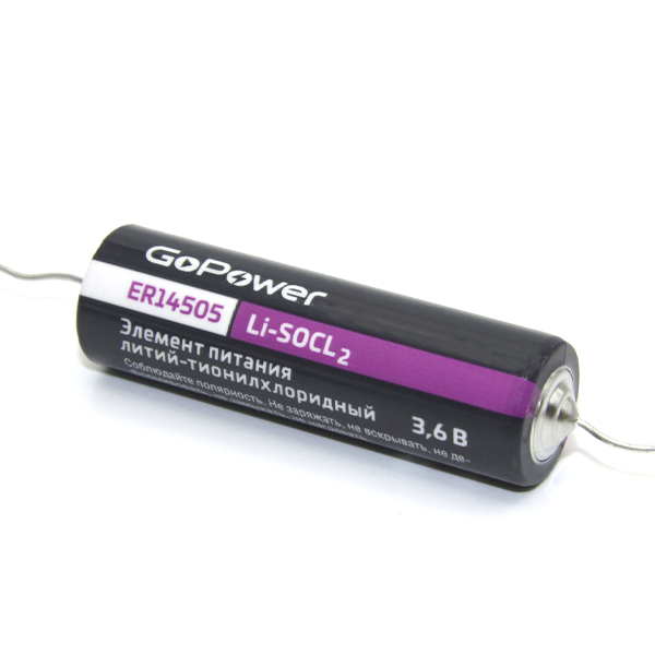 Батарейка GoPower 14505 PC1 Li-SOCl2 3.6V с выводами (1/10/500) 00-000152