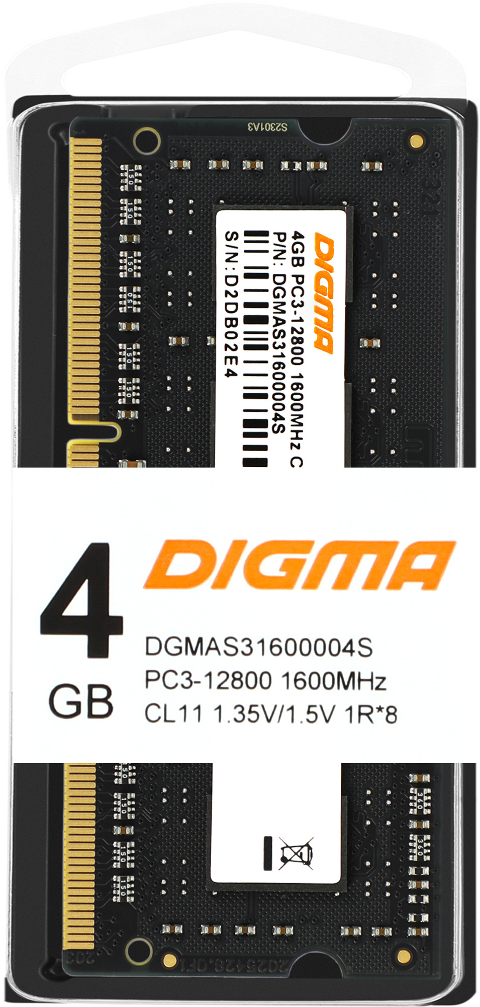 Память Digma DDR3L 4Gb 1600MHz (DGMAS31600004S)