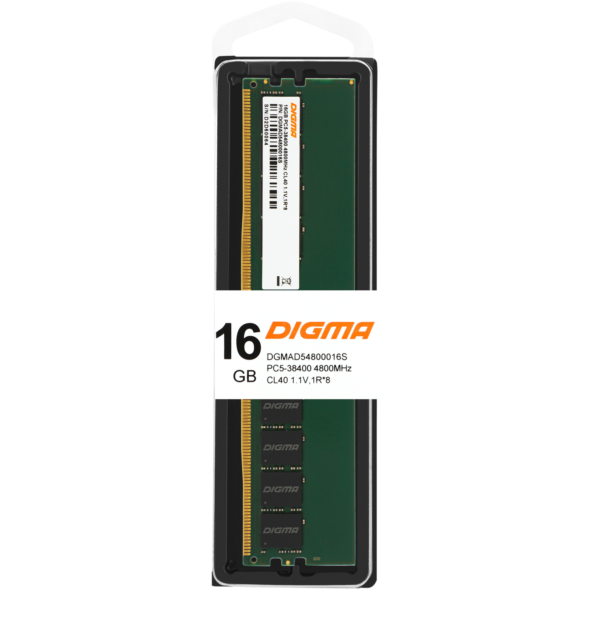 Память DDR5 Digma 16Gb 4800MHz DGMAD54800016S 