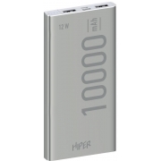 Мобильный аккумулятор Hiper 10000mAh серебристый (METAL 10K SILVER)