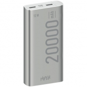 Мобильный аккумулятор Hiper 20000mAh серебристый (METAL 20K SILVER)