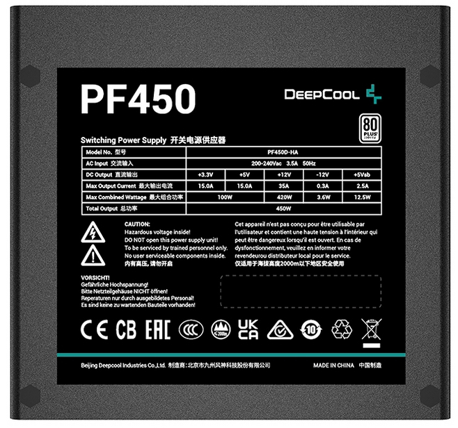 Блок питания Deepcool PF450 450W 80+