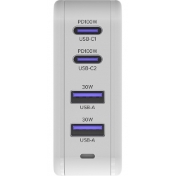 GCR Сетевое зарядное устройство 100W, 2 USB + 2 TypeC, GaN Tech Quick Charger, PD 3.0, белый greenconnect -545