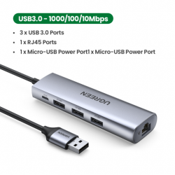 Адаптер мультифункциональный UGREEN CM266 (60812) USB3.0 Multifunction Adapter. Цвет: серый