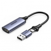 Внешняя карта видеозахвата UGREEN CM489 (40189) Video Capture Card Single HDMI Input. Цвет: серый