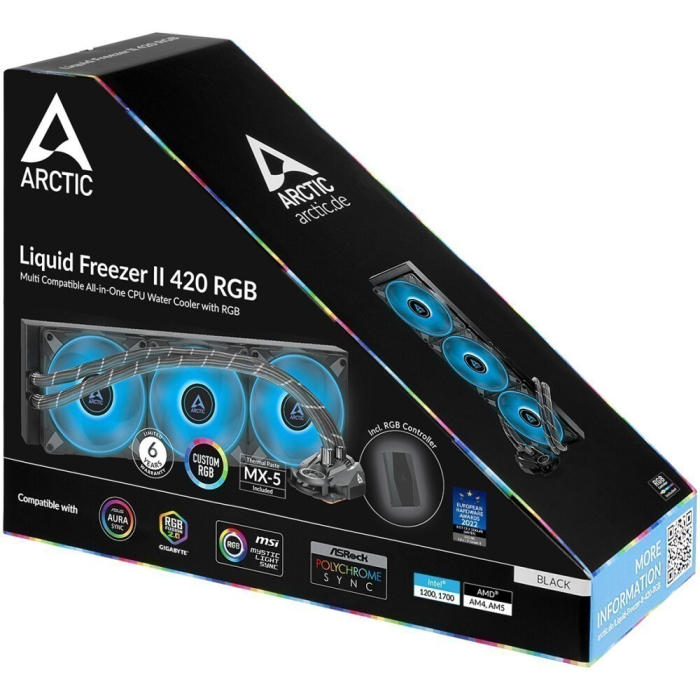 Arctic Liquid Freezer II - 420 RGB Black with controller Multi Compatible All-In-One CPU Water Cooler  (ACFRE00111A)
