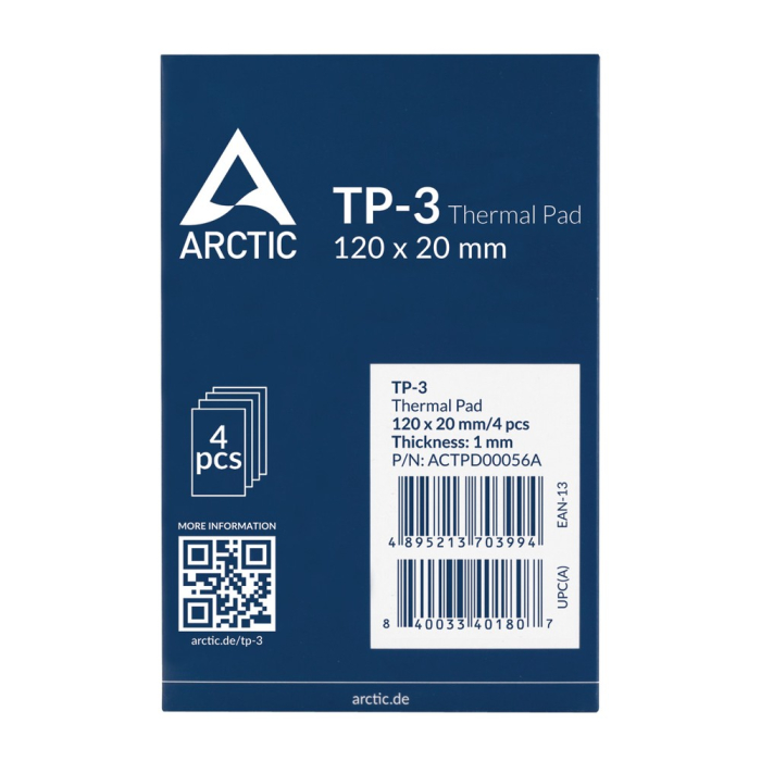 Термопрокладка Arctic Thermal pad  120x20mm, 1.0mm - 4 Pack TP-3 (ACTPD00056A)