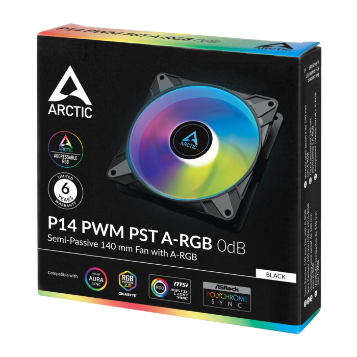 ARCTIC P14 PWM PST A-RGB 0dB (Black) - retail  (ACFAN00239A)