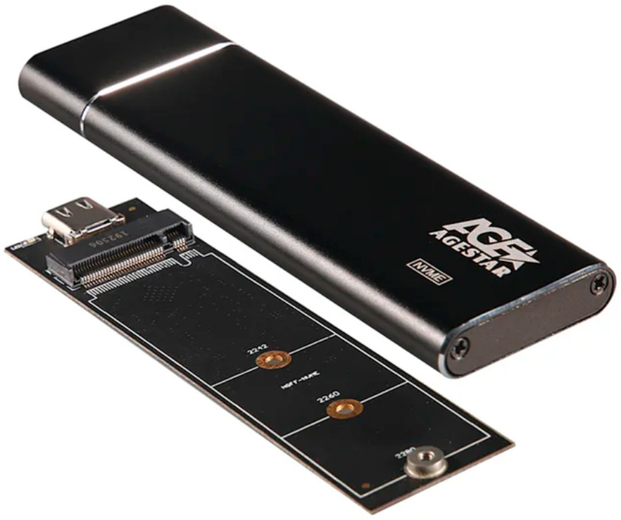 Внешний корпус SSD AgeStar 31UBNV5C NVMe USB3.2 алюминий черный M2 2280 