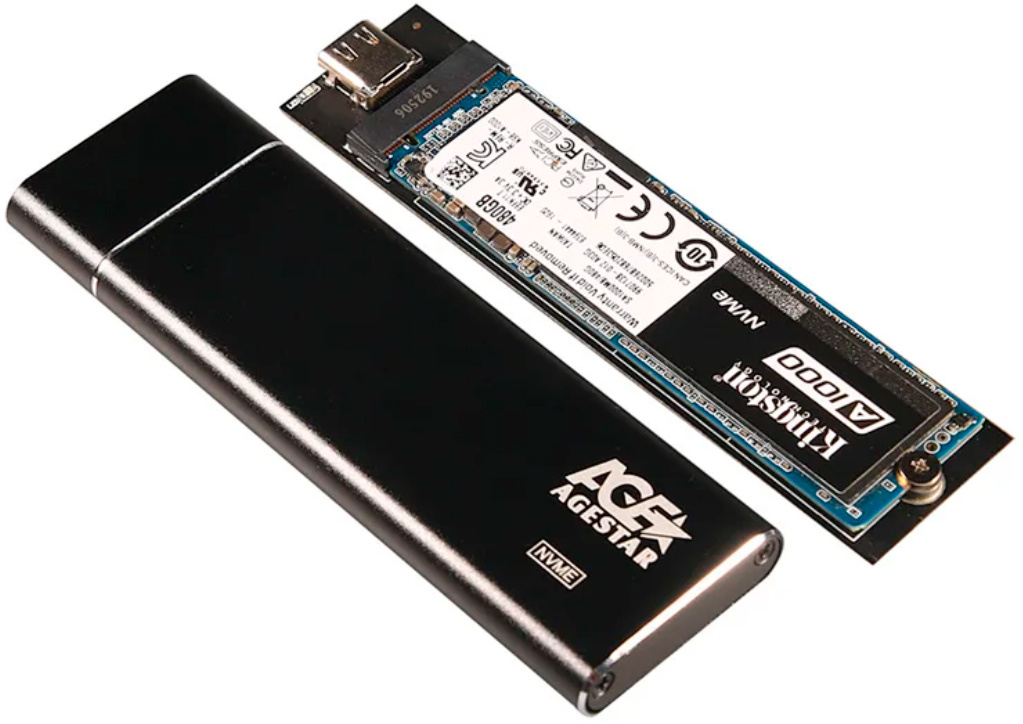 Внешний корпус SSD AgeStar 31UBNV5C NVMe USB3.2 алюминий черный M2 2280 
