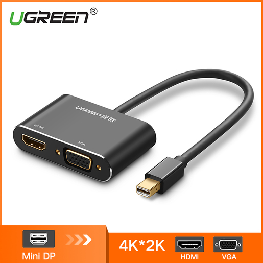 Конвертер UGREEN MD115 (20422) Mini DP to HDMI + VGA Converter. Цвет: черный