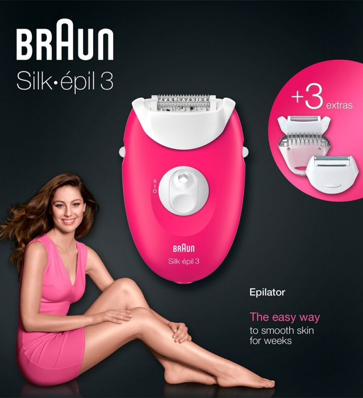 Эпилятор Braun SE3410, розовый/белый