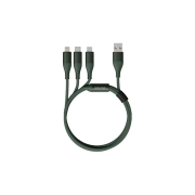 USB кабель 3 в 1 SOLOVE DW2, зелёный (Lightning, Micro USB, USB-C, 120см, 5V, 2.4А, в нейлоновой оплетке)
