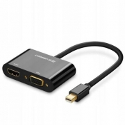Адаптер UGREEN MD108 (10439) Mini DP to HDMI VGA 2-in-1 Video Adapter 1080p. Цвет: черный