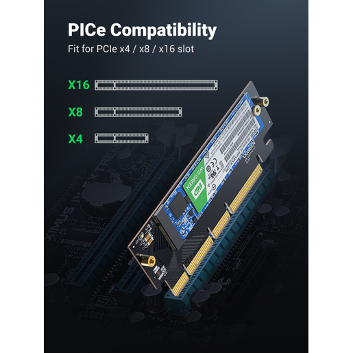 Плата расширения UGREEN CM465 (30715) PCIe 4.0(16×) to M.2 NVMe Expansion Card. Цвет: черный