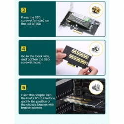 Плата расширения UGREEN CM302 (70504) M.2 M-Key+M.2 B-Key to PCI-E 3.0 × 4 Expansion Card. Цвет: черный